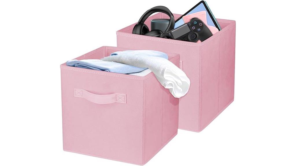 two collapsible storage bins