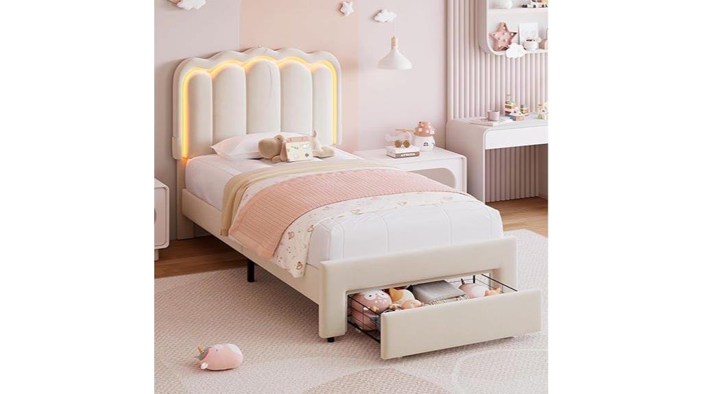 upholstered twin bed with storage