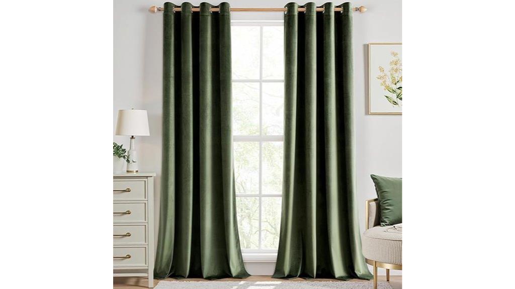 velvet olive green curtains