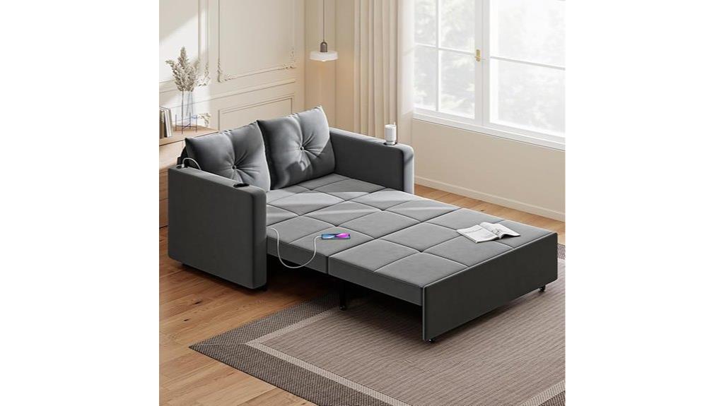 velvet sofa bed with usb