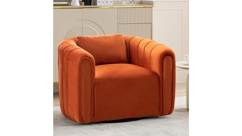 velvet swivel barrel chair