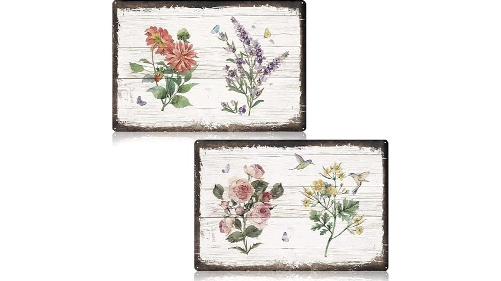 vintage floral metal signs