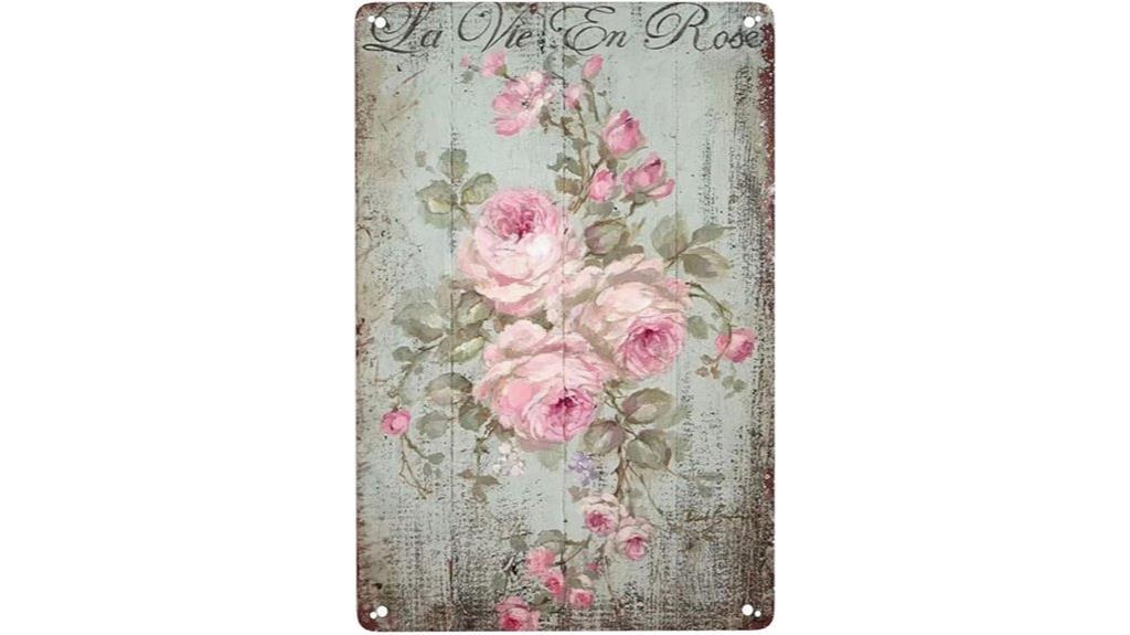 vintage rose metal sign