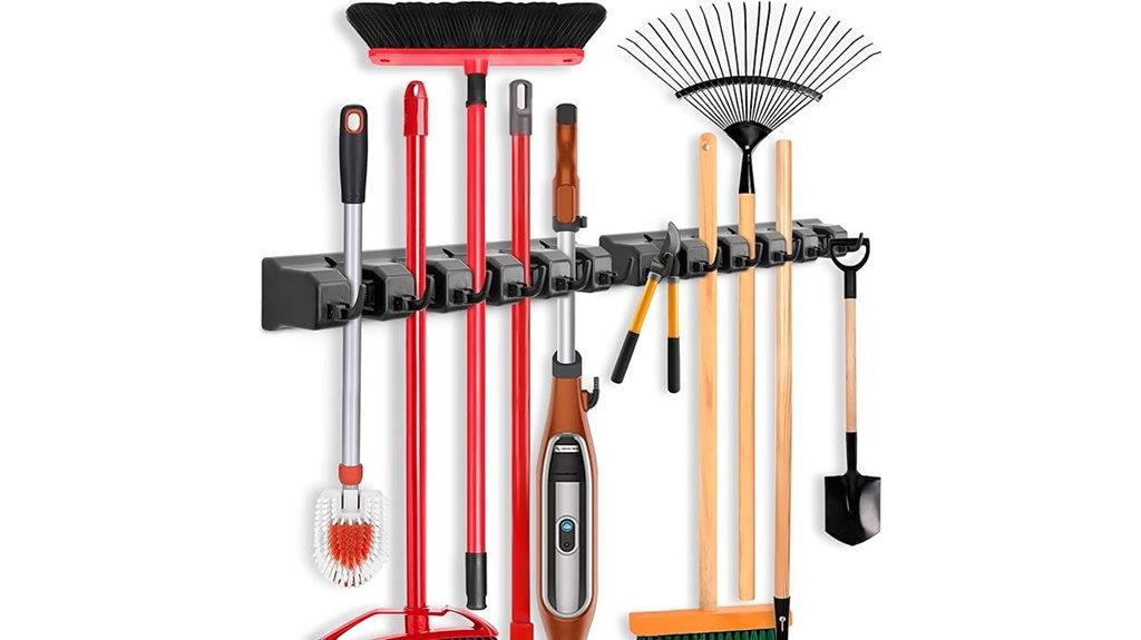 wall mounted cleaning tool organizer