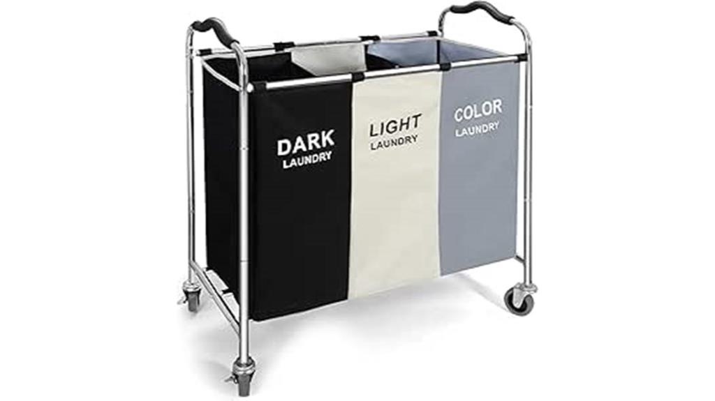 wheeled 240l three section laundry