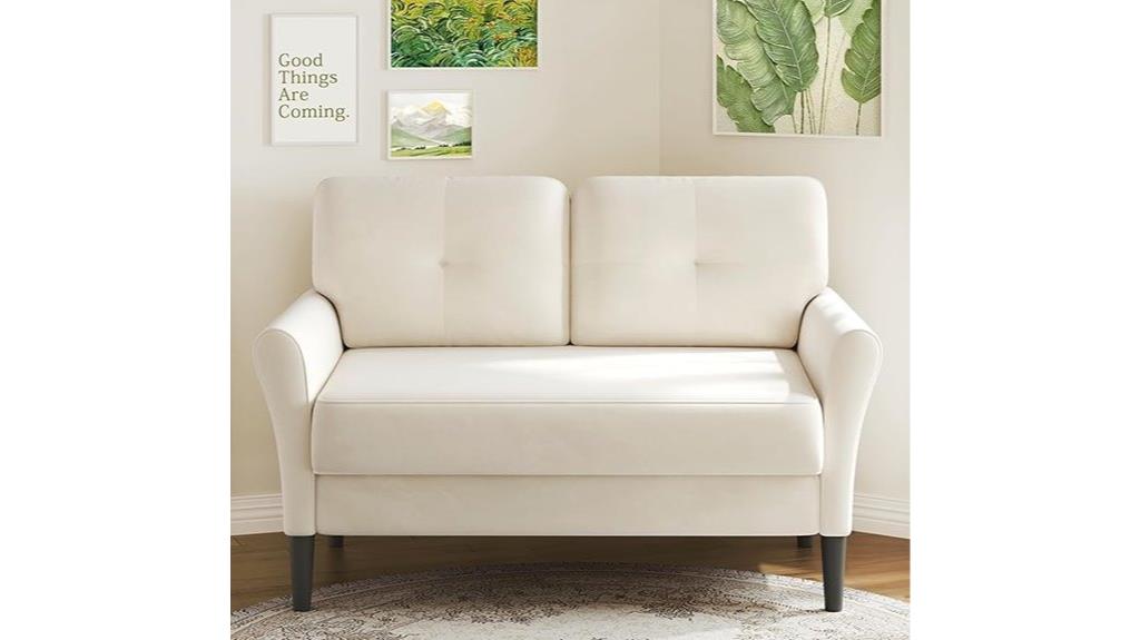 white 48 inch velvet loveseat