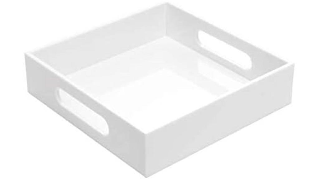 white acrylic tray with handles
