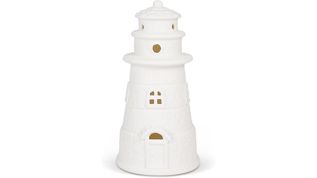 white ceramic lighthouse lamp