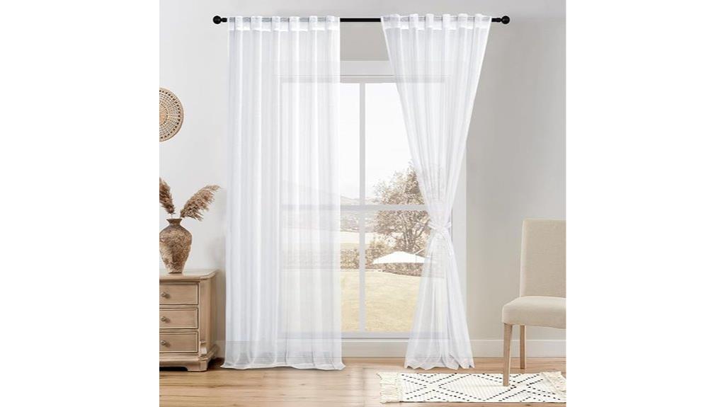 white faux linen curtains
