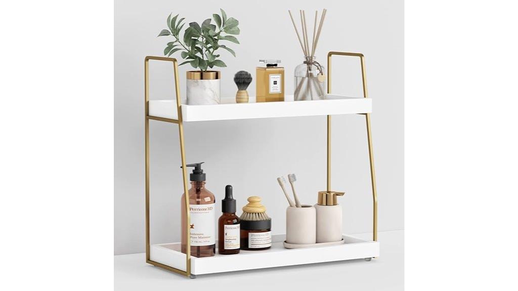 white gold two tier organizer