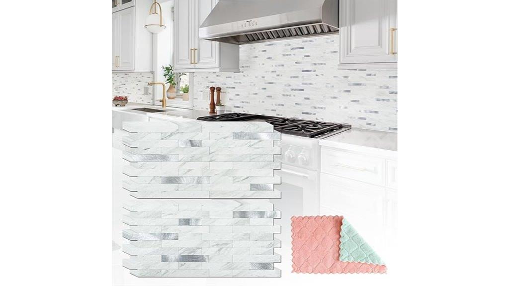 white marble silver backsplash