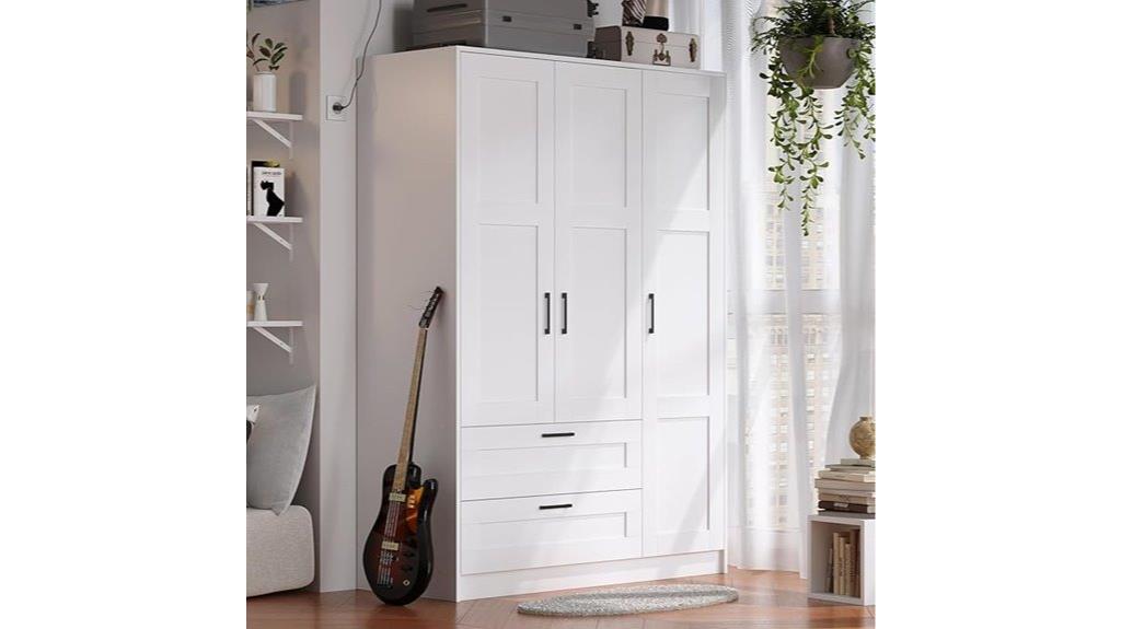 white wooden wardrobe closet