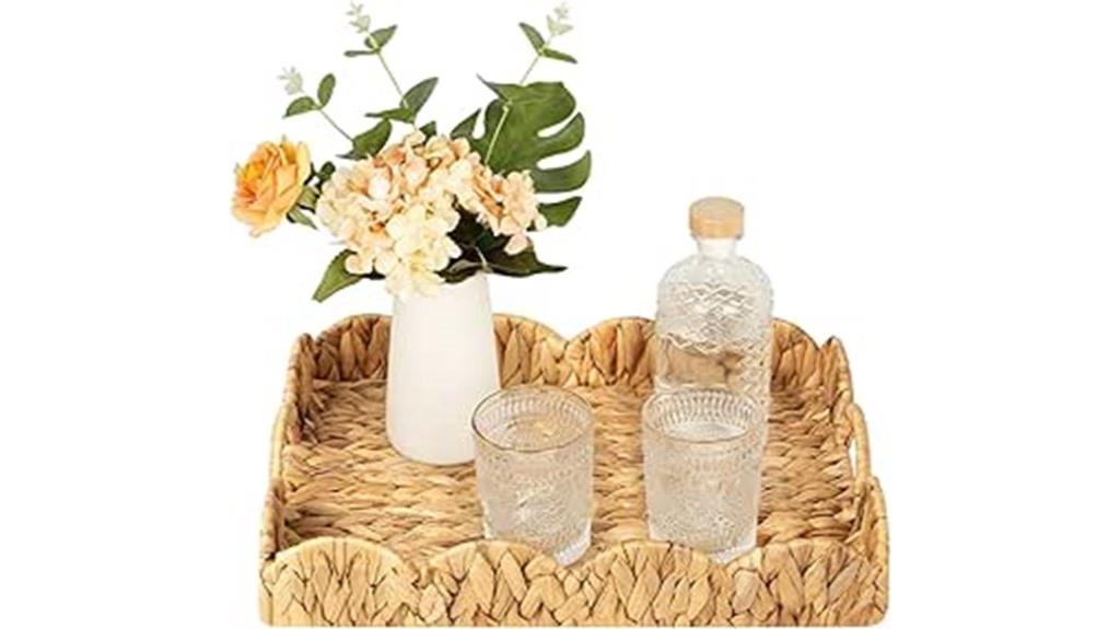 wicker serving tray handles