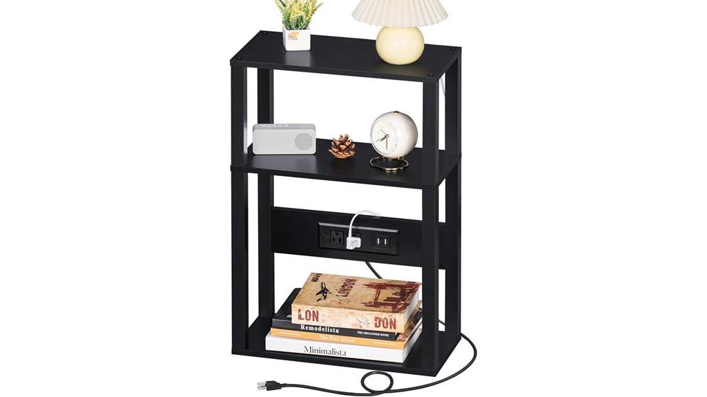 wood side table with charging