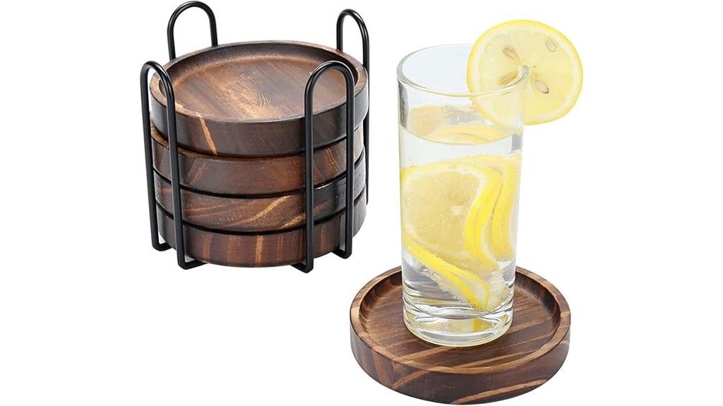 wooden coaster set holder