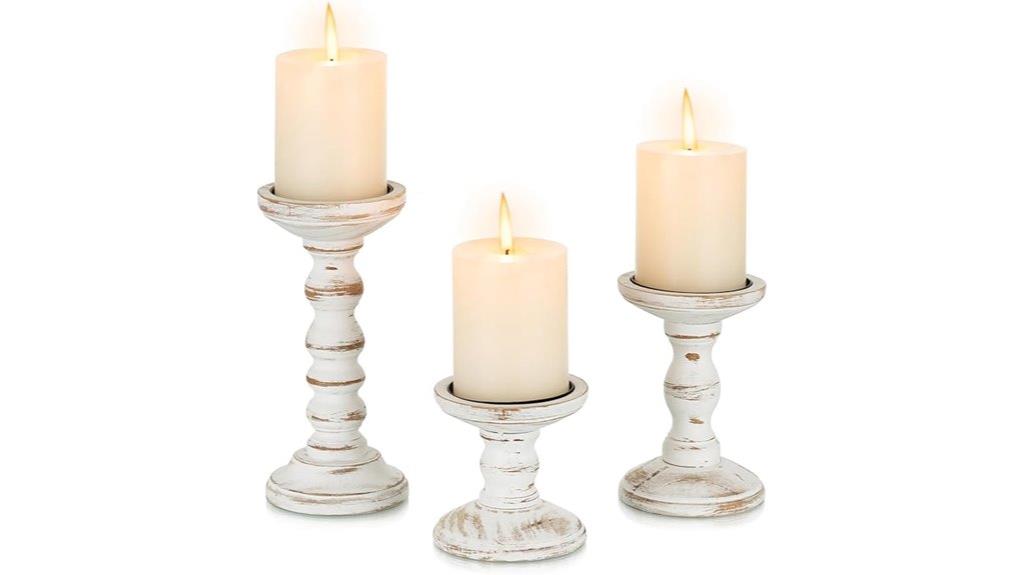 wooden pillar candle holders
