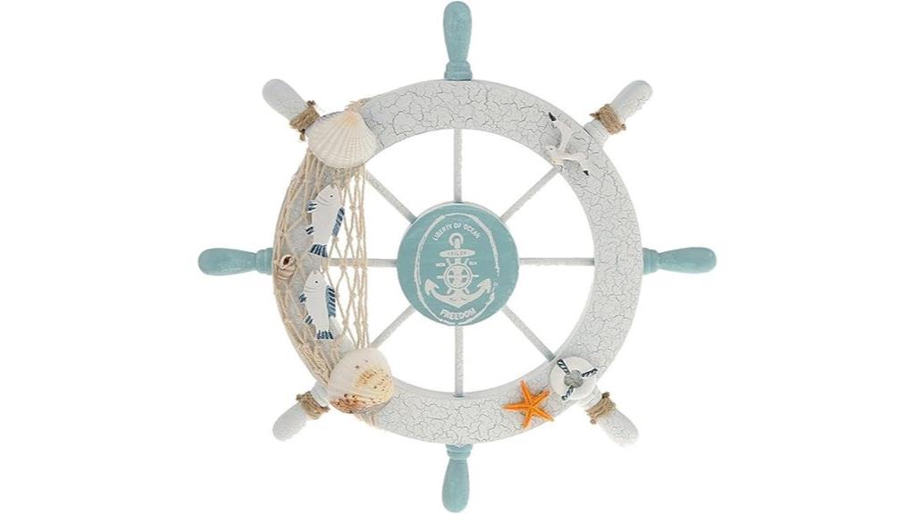 wooden ship wheel wall decor