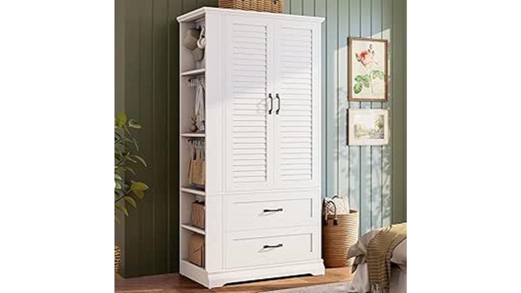 wooden wardrobe with drawers