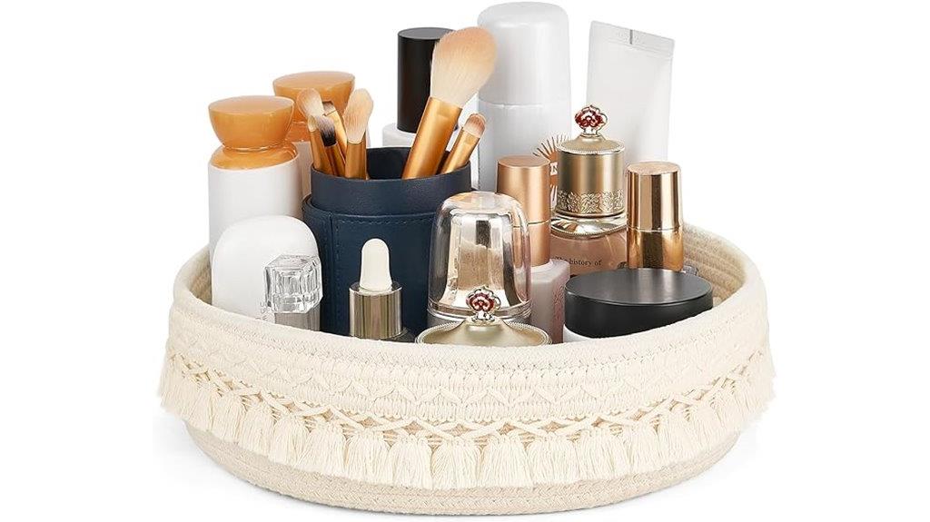 woven rope makeup organizer