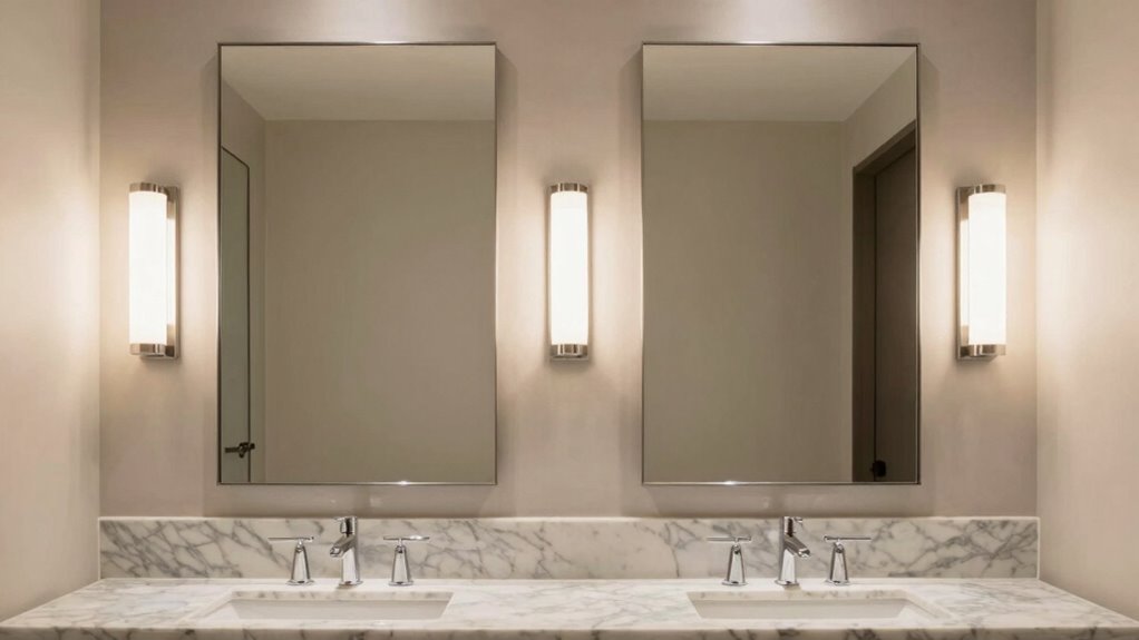 centering double vanity mirrors