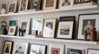 cluttered floating shelf display
