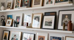 cluttered floating shelf display