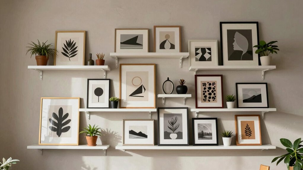 harmonious balanced shelf arrangement