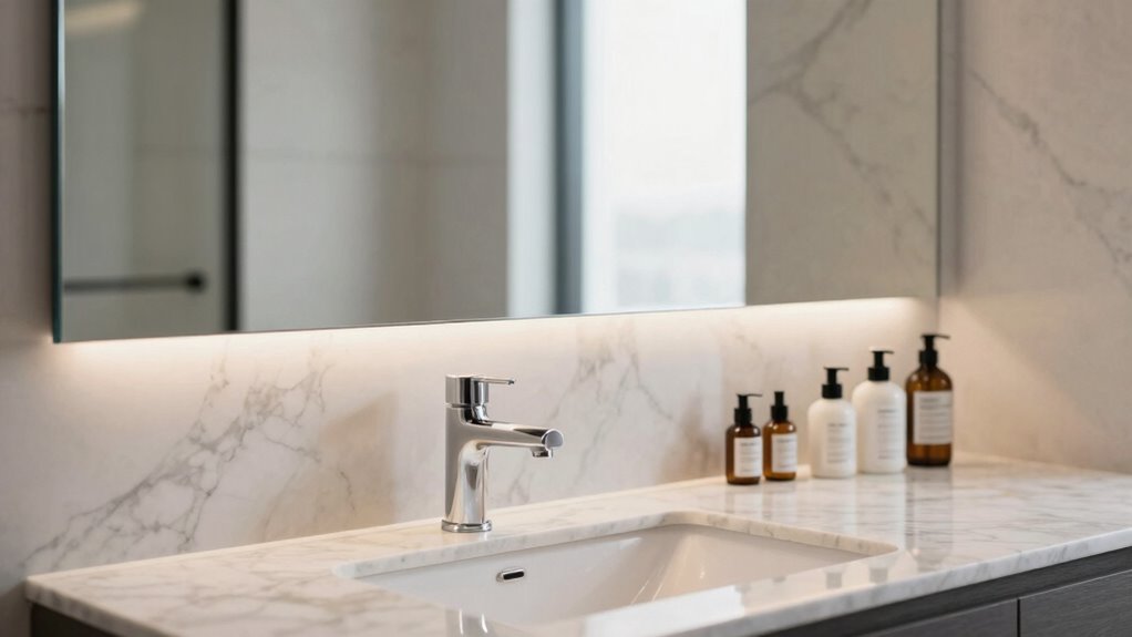 mirror width complements sink