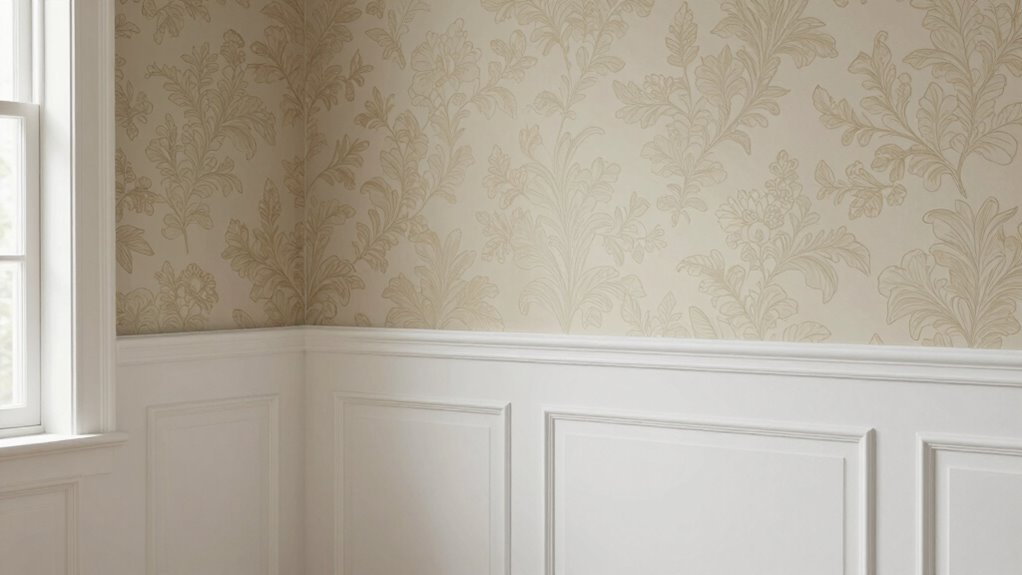 smooth wallpaper and wainscoting transition