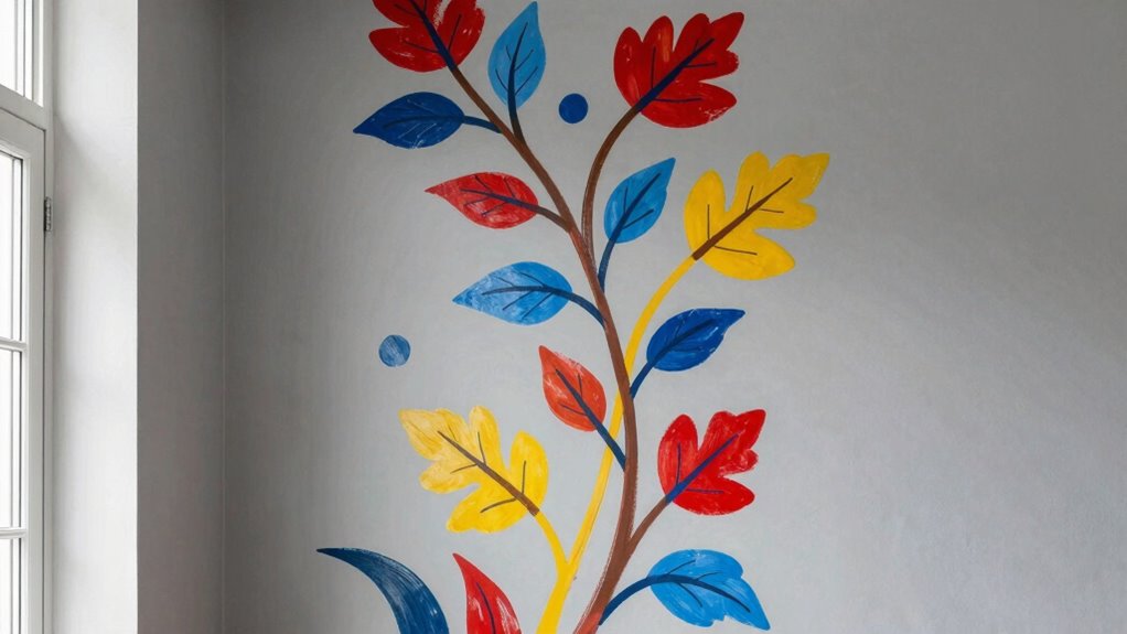 vertical art enhances narrow walls