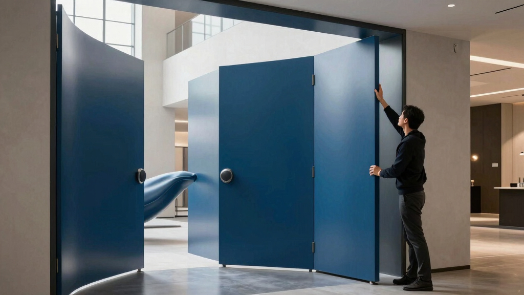 blue aluminum panels curve to shape a whale-like entrance gate by wutopia lab