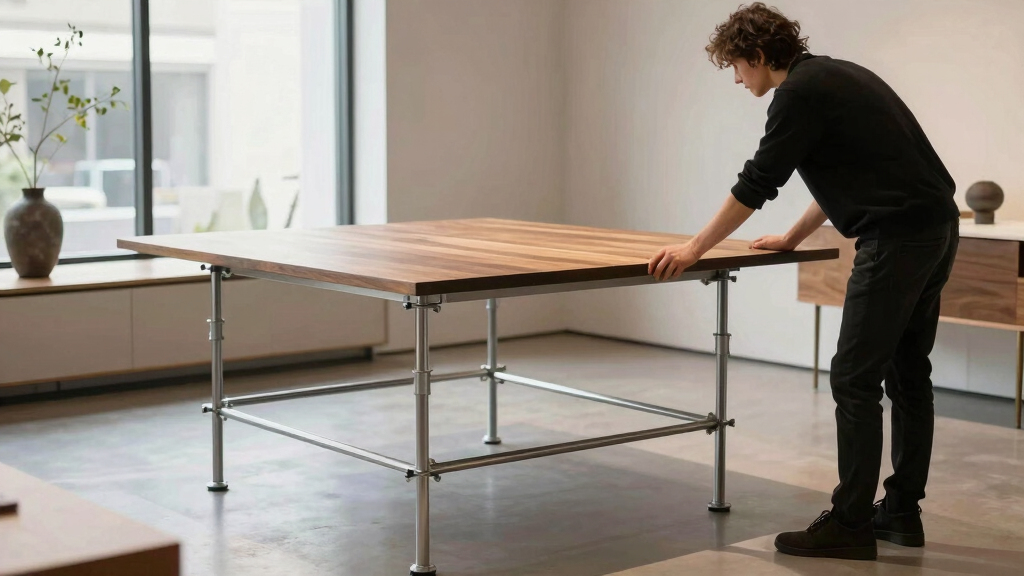Dezeen Showroom New Releases newsletter includes scaffolding-like table