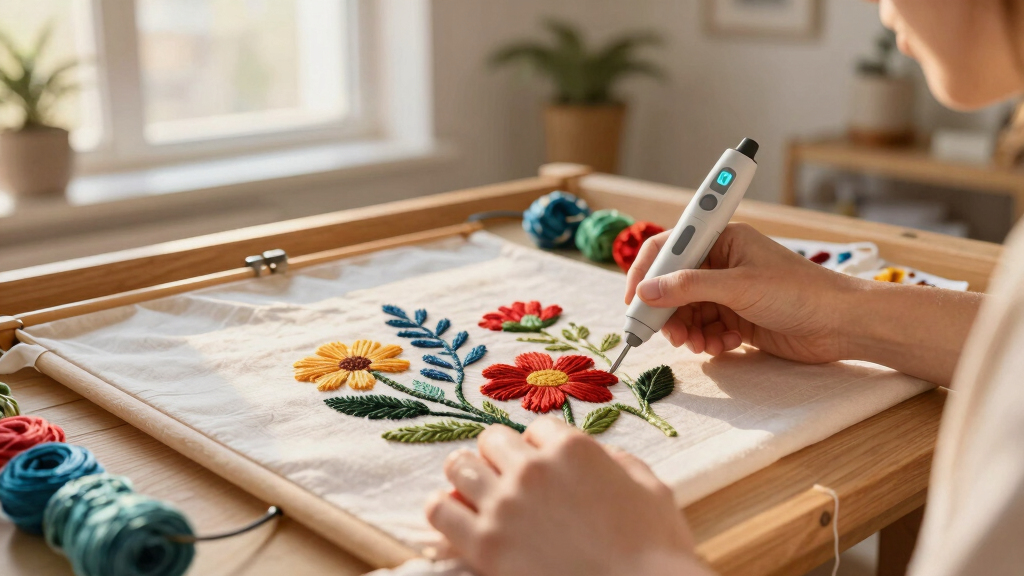 embroidered flowers bloom from botanical-dyed threads and digital algorithms