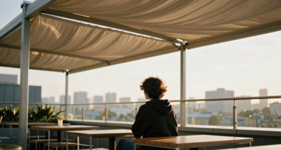 Heatherwick Studio and SPPARC shelter rooftop terrace with pleated canopy at London's Olympia