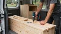 Storage bench build in a van