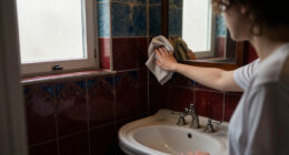 A Tiny Bathroom Went From Grimy To Cozy After A "Gothic-Aquatic" Redo