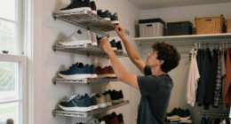 I Put Dollar Tree Wire Cabinet Shelves In My Closet For Smart Shoe Storage
