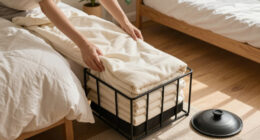 I Used A Pot Lid Organizer To Store My Blankets, And It’s Brilliant