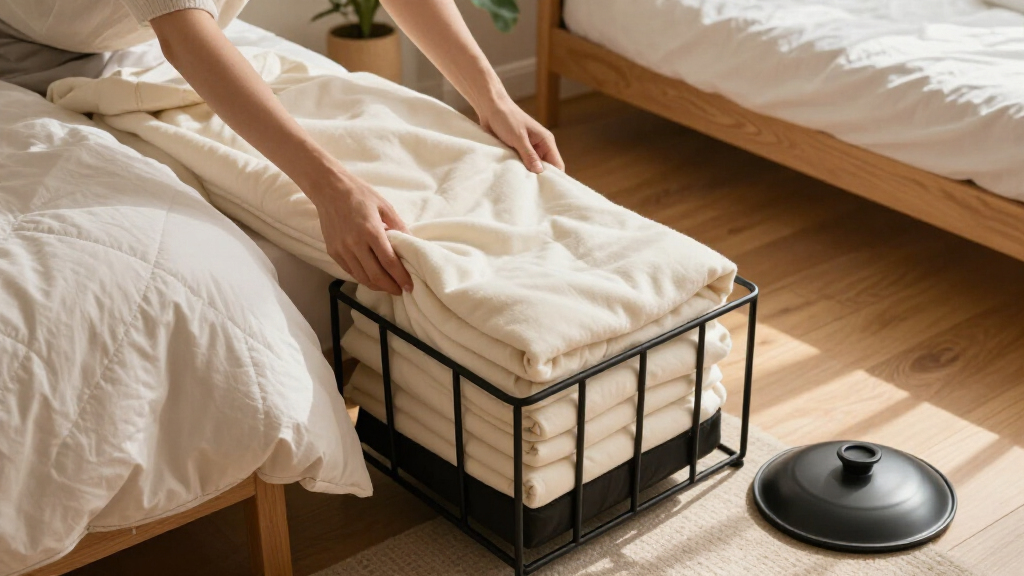 I Used A Pot Lid Organizer To Store My Blankets, And It’s Brilliant