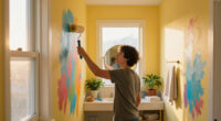 Their DIY Wall Mural Saved This Yellow and Stained Guest Bathroom