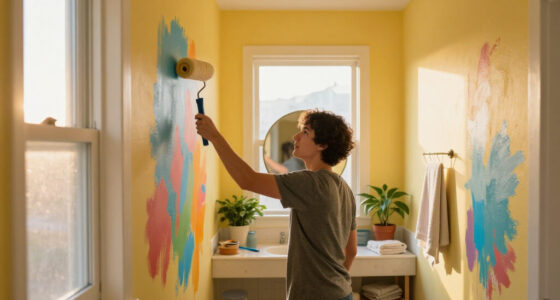 Their DIY Wall Mural Saved This Yellow and Stained Guest Bathroom