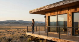 A Boomerang-Shaped Home Cantilevers Over The Wyoming Landscape