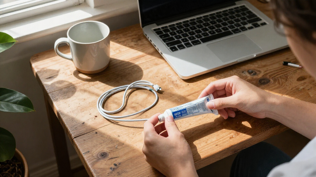 Clever Upcycler Uses Empty Toothpaste Tube To Keep Cords Tangle-Free