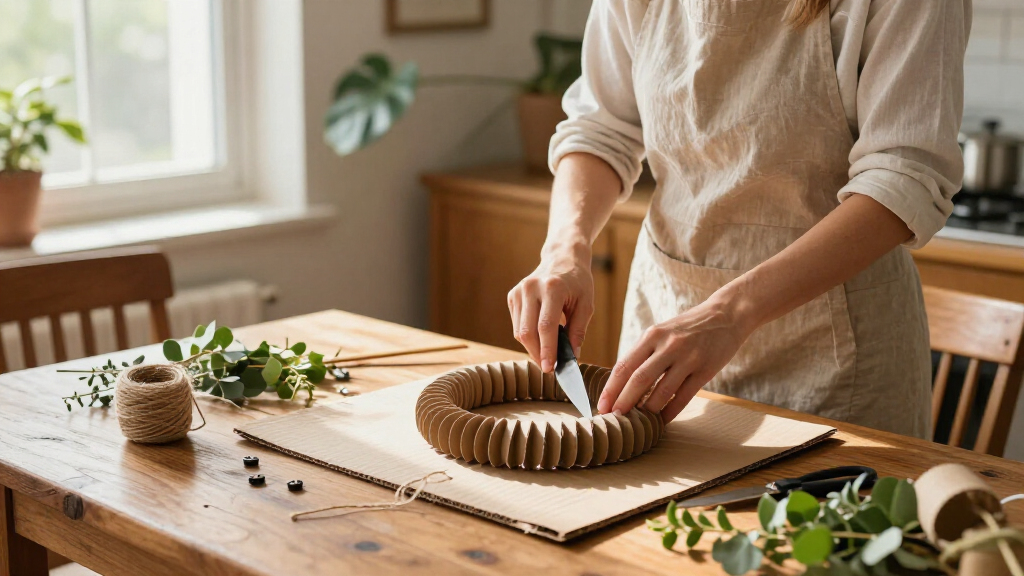 She Transforms Cardboard Trash Into A Mini Wreath With Rustic Charm