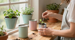 Woman Transforms Empty Tuna Cans Into The Cutest Hanging Planter