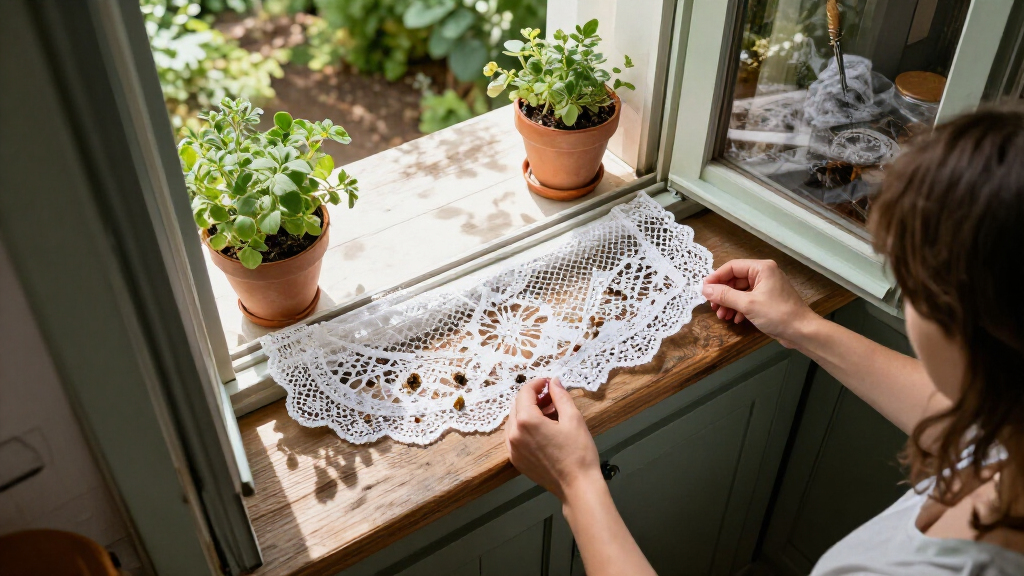Woman Uses Lace To Keep Bugs Out Of The House With An Impressive DIY